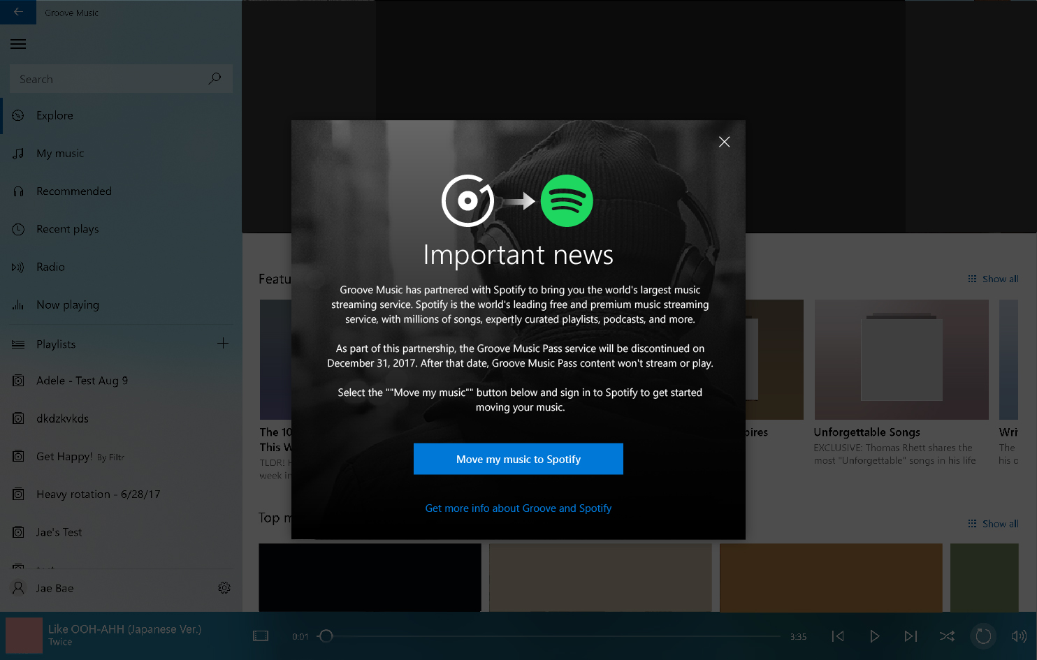 Microsoft uccide Groove Musica, nuova partnership con Spotify