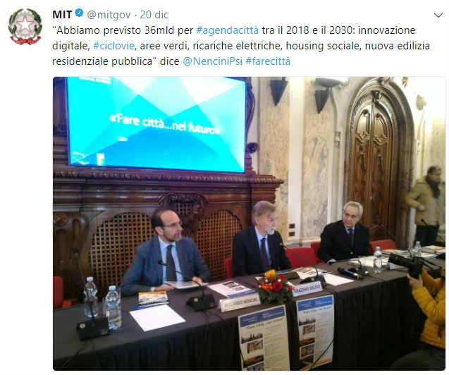 Agenda Città, dal Governo 36 miliardi di euro tra il 2018 ed il 2030
