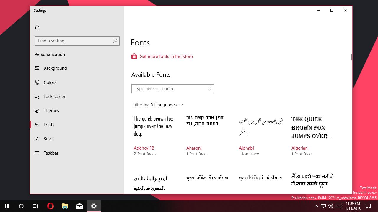 Windows 10: in arrivo la possibilità di scaricare i font dallo store e gestirli tramite l’app impostazioni